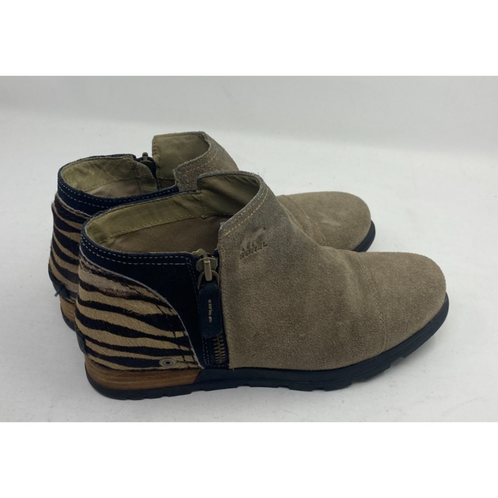 Sorel Major Ankle Boots Womens 8.5 Beige Zebra Print Side Zip Chelsea 1650161265